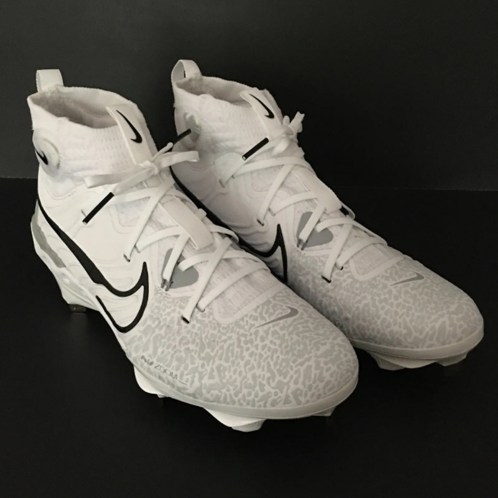 NWOB Nike Alpha Huarache NXT Metal Baseball Cleats White Black Gray - Picture 12 of 16